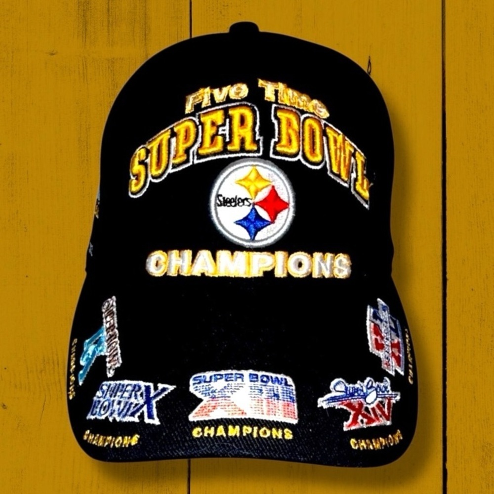 Vintage Reebok Pittsburgh Steelers 5 Time Super Bowl Champions Hat OSFA - Picture 16 of 16
